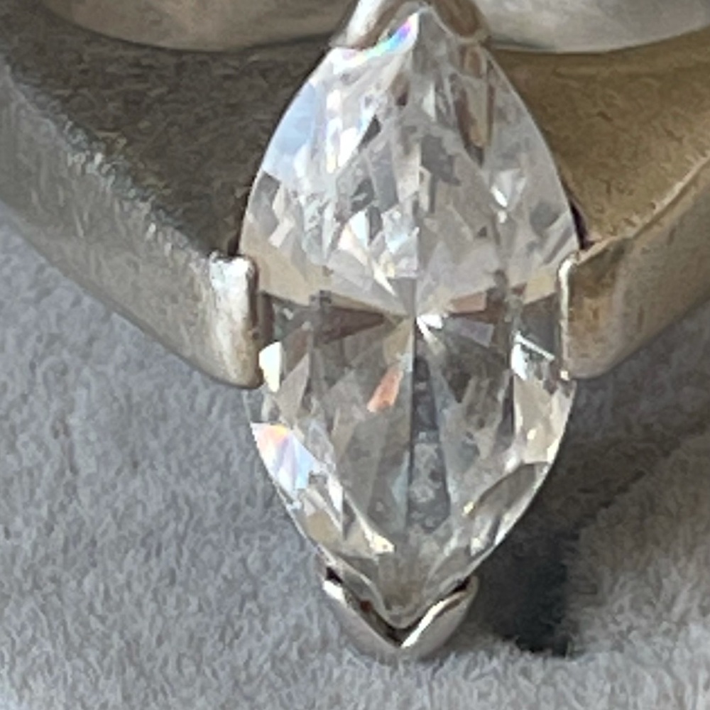 Silver ring cluster diamond - Picture 3 of 6